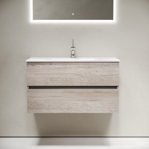 Тумба под раковину Sancos Urban UR90EG 89х45х55 подвесная цвет дуб галифакс натуральный - фото 4